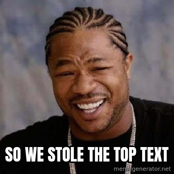 Yo Dawg meme: So we stole the top text