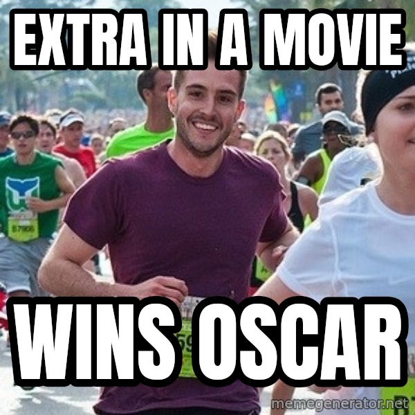 Ridiculously photogenic guy (Zeddie) meme: extra in a movie / wins oscar