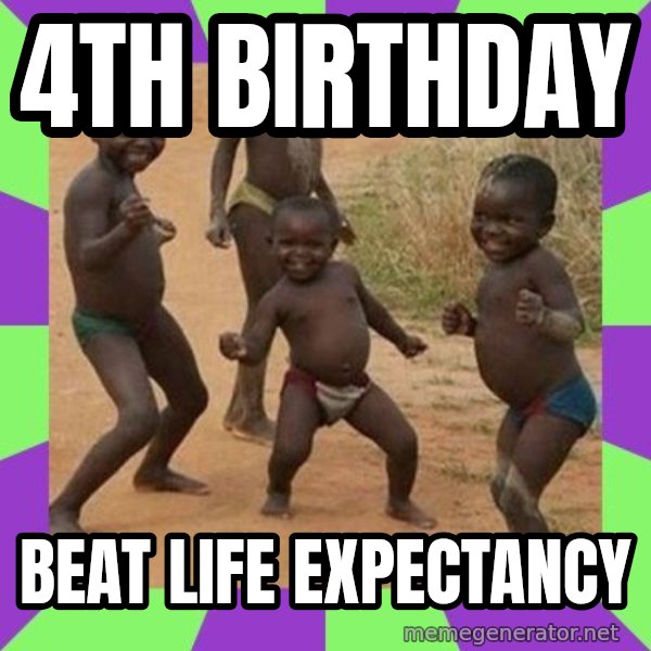 african children dancing meme: 4TH BIRTHDAY / BEAT LIFE EXPECTANCY