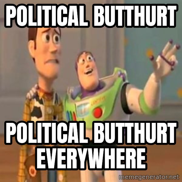 X, X Everywhere  meme: political butthurt / political butthurt everywhere