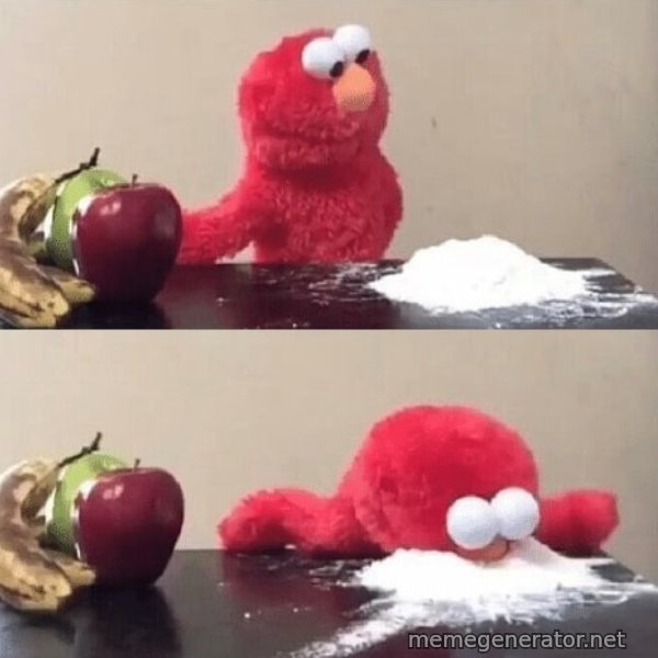 Elmo Choosing Cocaine meme template
